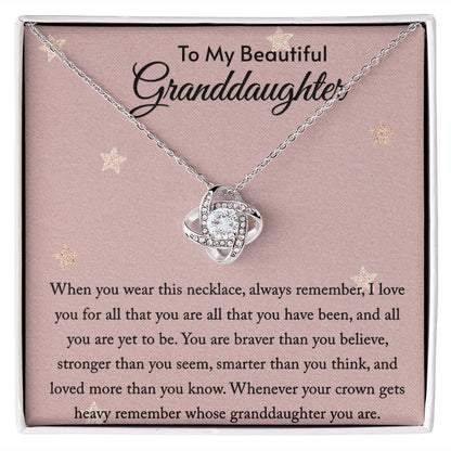 Granddaughter Necklace, To My Granddaughter, Granddaughter Gifts From Grandpa Grandma, Birthday Christmas Mothers Valentines Day Graduation Pendant Jewelry Gifts with Message Card and Gift Box