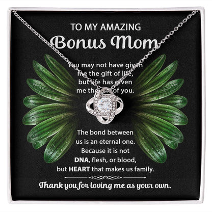 To My Amazing Bonus Mom Bond Between Us Love Knot Necklace