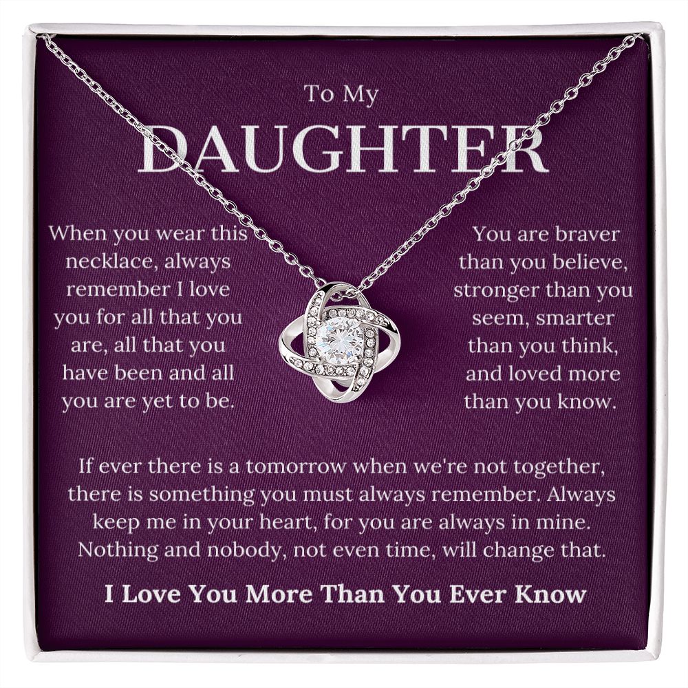 To My Daughter Gifts From Dad Mom, Birthday Gifts For Daughter From Dad Love Knot Necklace,Christmas Mothers Valentines Day Graduation Wedding Jewelry Pendant Gift For Teen Girls Women