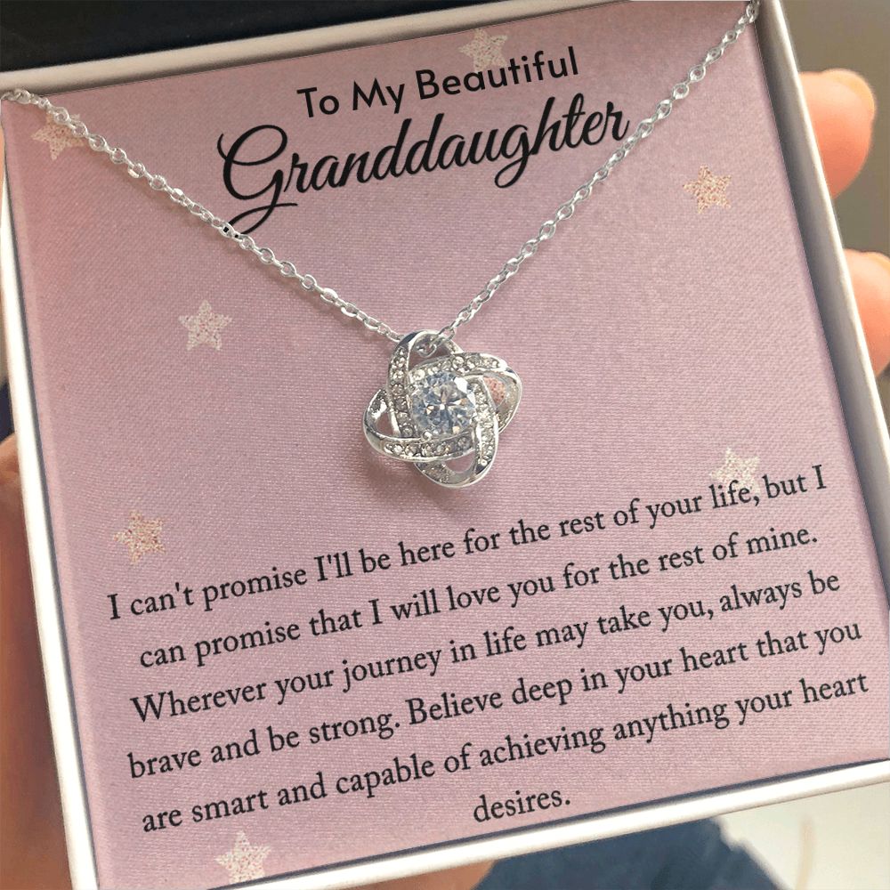 To My Granddaughter Necklace, Granddaughter Gift, Gift for Granddaughter From Grandpa Grandma, Love Knot Necklace Pendant Jewelry Gift Box On Birthday Christmas Mothers Valentines Day Graduation Gift