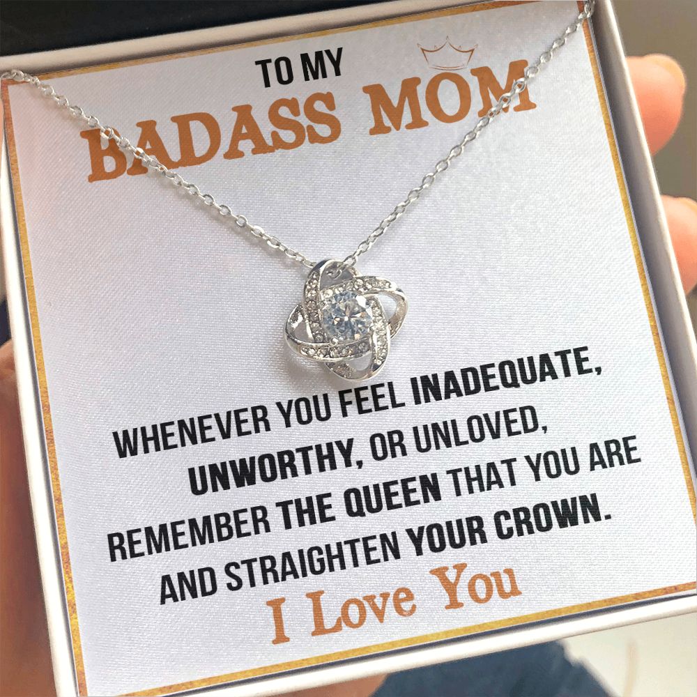 To My Badass Mom Queen Love Knot Necklace