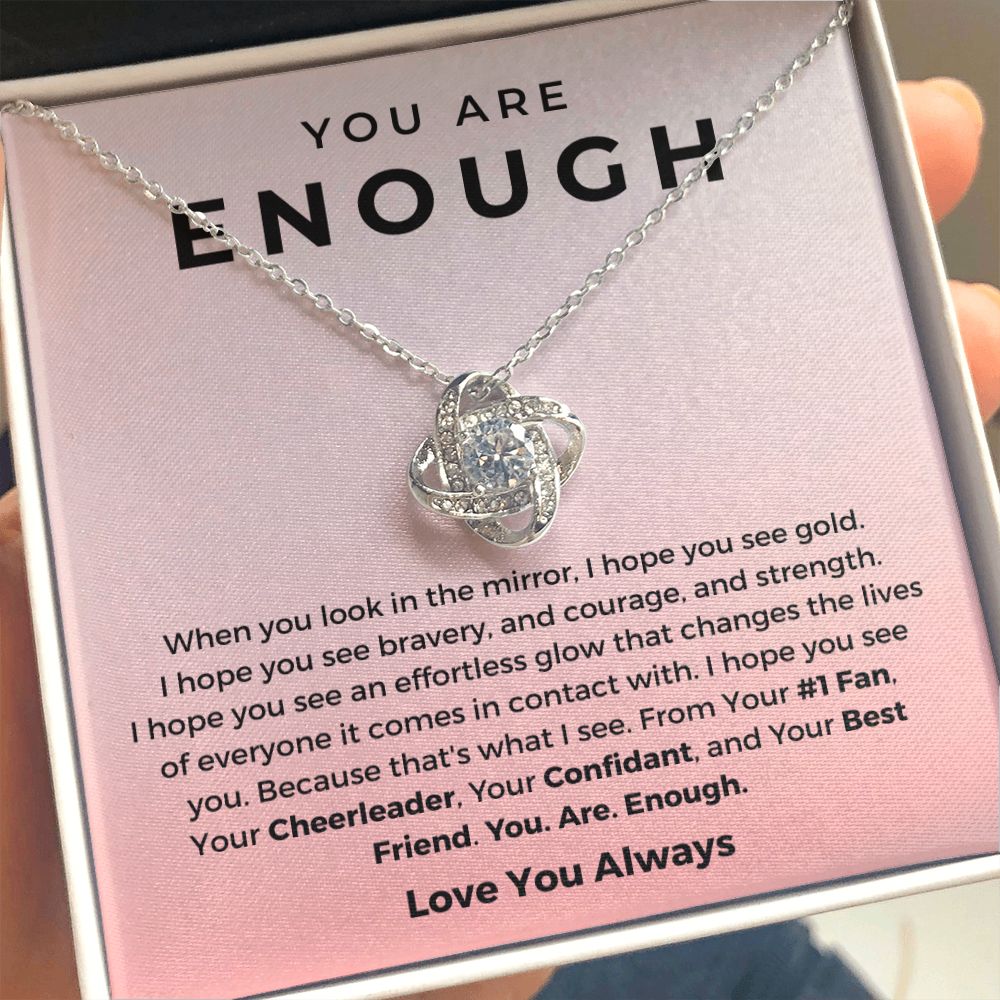 You Are Enough Necklace For Women Inspiration Encouragement Pendant Girls Gift Jewelry Gifts for Support Gifts for Friends Warrior Gifts for Motivation Gifts for Cancer Survivor Gift