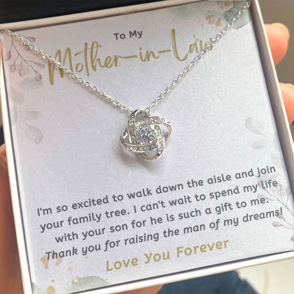 Mother In Law Necklace From Daughter In Law Gift, Gifts for Mom,Bonus Mom Necklace From Daughter,Love Knot Necklaces For Women,Bride Gifts for Her On Christmas Mothers Day Wedding Anniversary Birthday