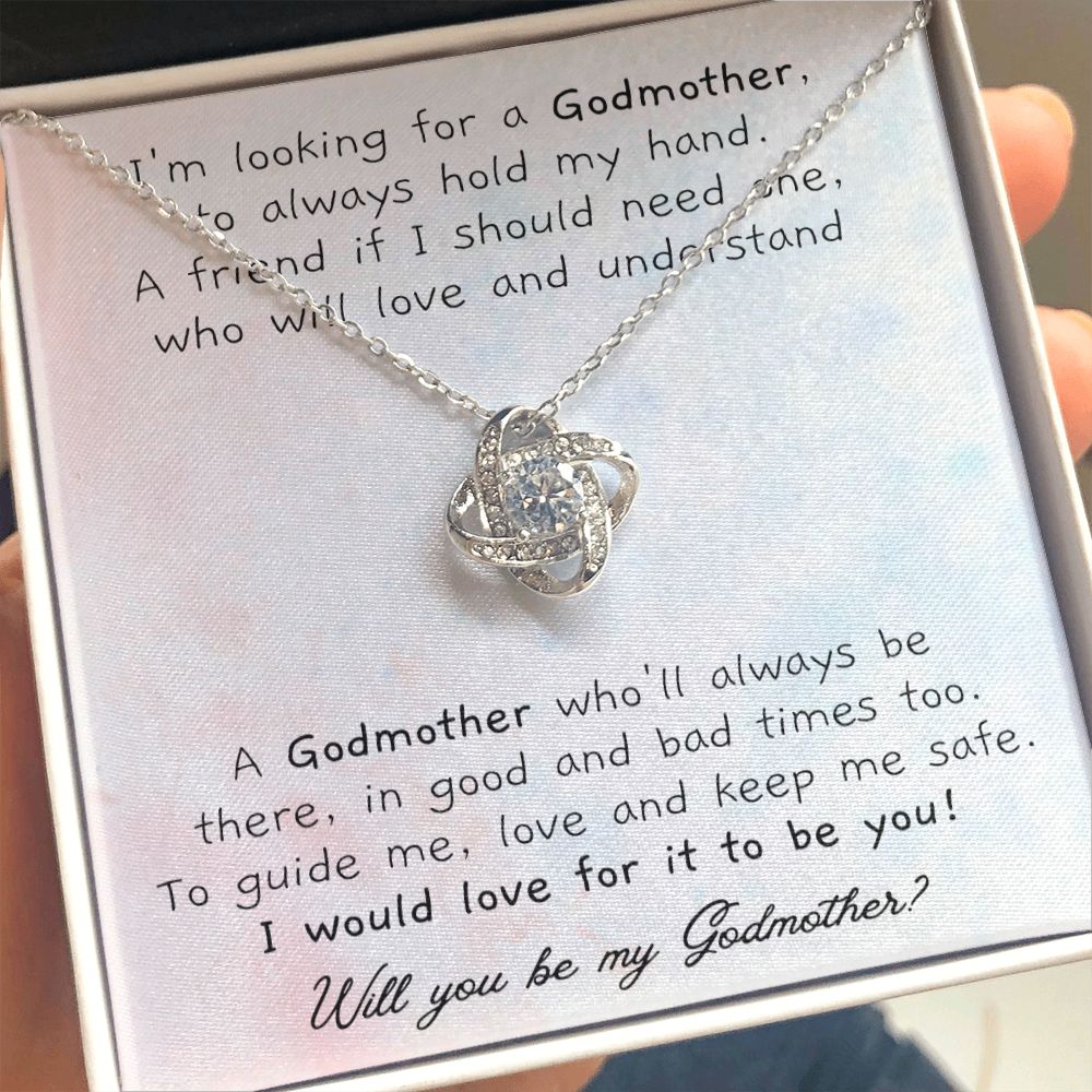 Necklace for Women Girls, Godmother Gift Love Knot Sterling Silver Pendant Jewelry Mother's Day Christmas Birthday Gifts, Godmother Gifts From Godchild, Godmother Necklace, Gift for Godmother