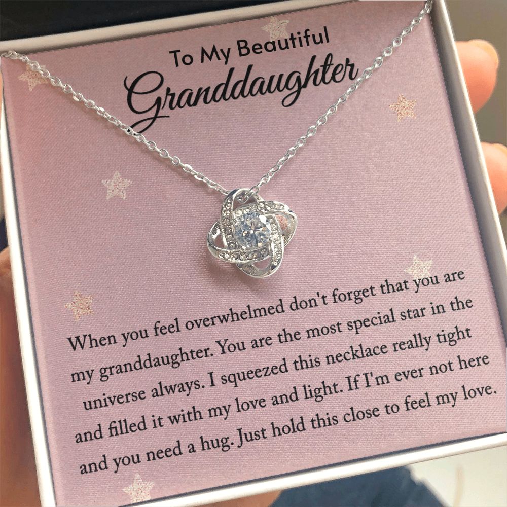 To My Granddaughter Necklace, Necklaces for Women Girls Love Knot Necklaces Gifts For Granddaughter From Grandma Grandpa With Message Card On Birthday Christmas Mothers Valentines Day Graduation Gift