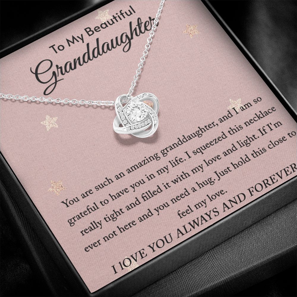 To My Granddaughter Love Knot Necklace, To My Granddaughter Gifts, Necklace For Girls, Christmas Valentines Mothers Day Graduation Birthday Party Jewelry Pendant Gift Back to School Gifts For Women