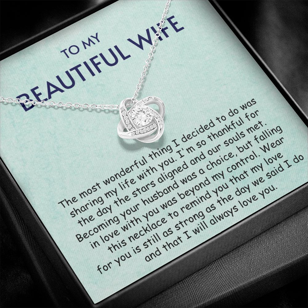 To My Wife Necklace, Anniversary Gift For Wife, Wife Birthday Gift, Christmas Gift For Wife, Mothers Day Gift For Wife, Sterling Silver Love Knot Pendant Jewelry Gift for Wife, Gift For Soulmate