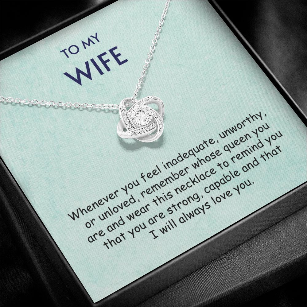 Wife Necklace Gift From Husband To My Badass Wife Crown Love Knot Pendant Birthday Christmas Mothers Valentines Day Wedding Anniversary Jewelry For Her Gifts, Gift for Wife, Necklaces for Women