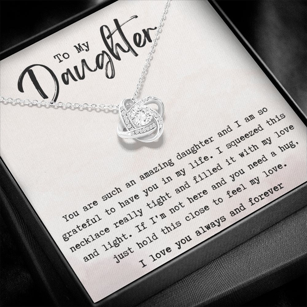 To My Daughter Gifts From Dad, To My Daughter Necklace,Daughter Necklace,Love Knot Necklace for Daughter from Mom,Mothers Valentines Day Birthday Christmas Graduation Wedding Gift For Teen Girls Women