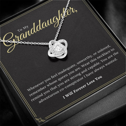 Simple Necklaces for Women, Love Knot Necklace Sterling Silver Gifts To My Granddaughter for Girls Teen Women, Christmas Birthday Mothers Valentines Day Graduation Anniversary Pendant Jewelry Gift Box