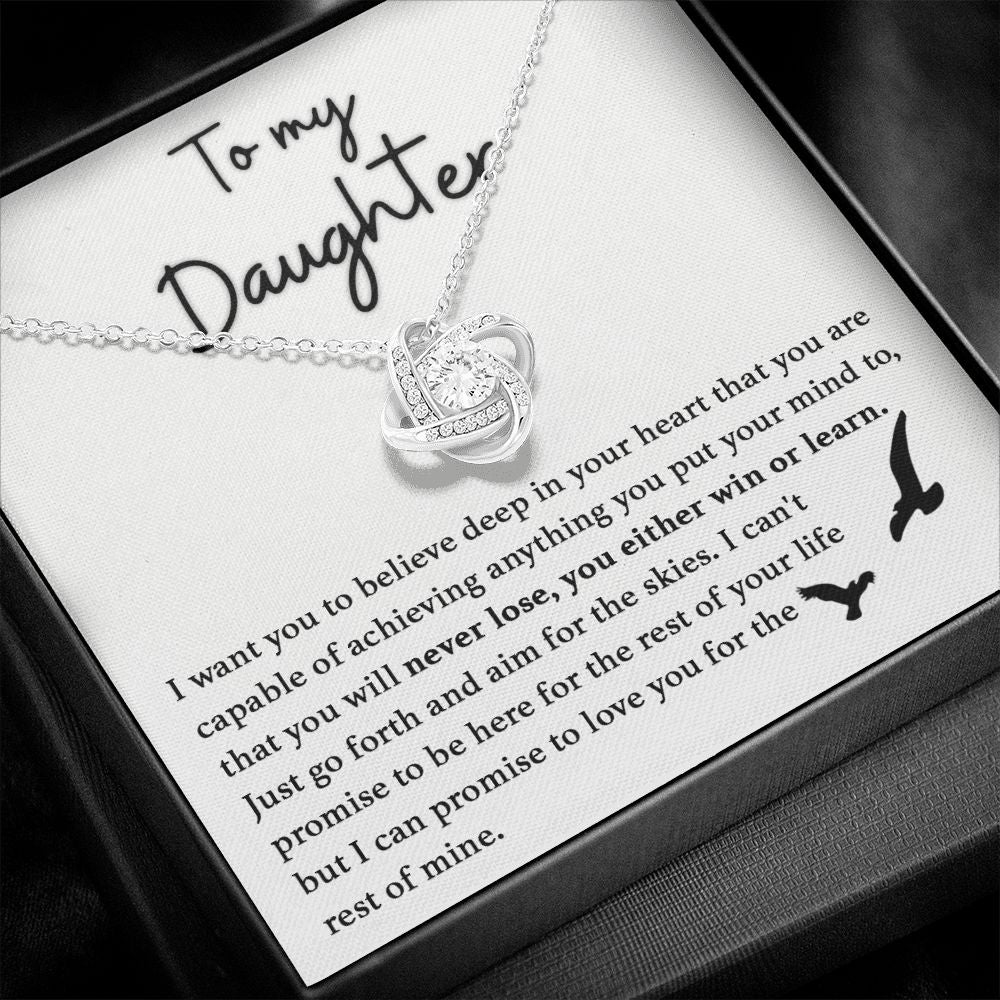 To My Daughter - Never Lose Love Knot Necklace