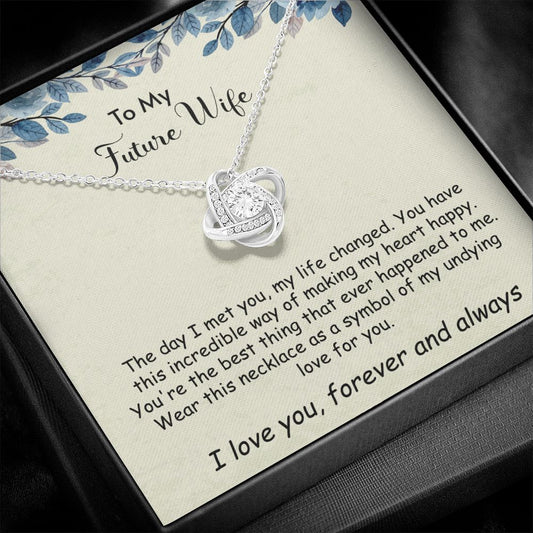 To My Future Wife Necklace, Love Knot Necklace For Girlfriend, Soulmate Gifts, Necklace For Her Women From Boyfriend,Jewelry Christmas Valentines Mothers Day Anniversary Birthday Gift For Bride Fiance