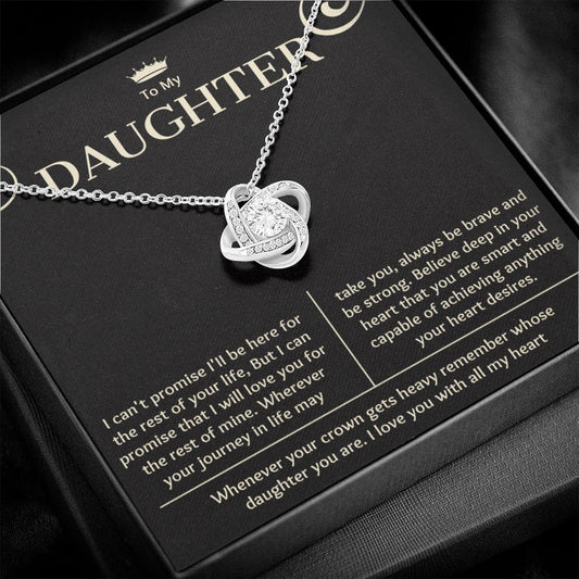 To My Daughter Love Knot Necklace, Birthday Gift for Daughter From Dad Mom, Christmas Gift For Daughter Necklace, Mothers Valentines Day Graduation Wedding Jewelry Pendant Gift For Teen Girls Women