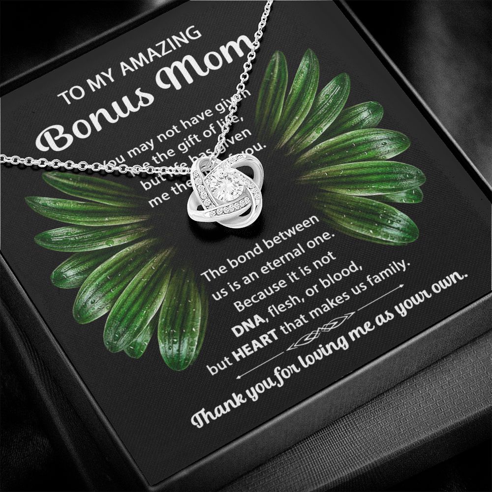 To My Amazing Bonus Mom Bond Between Us Love Knot Necklace