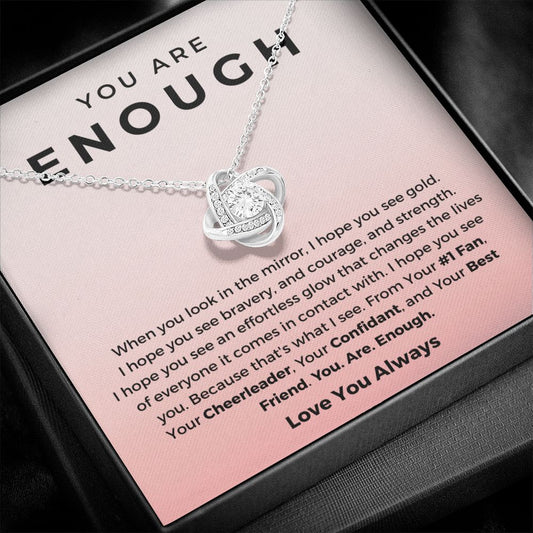 You Are Enough Necklace For Women Inspiration Encouragement Pendant Girls Gift Jewelry Gifts for Support Gifts for Friends Warrior Gifts for Motivation Gifts for Cancer Survivor Gift