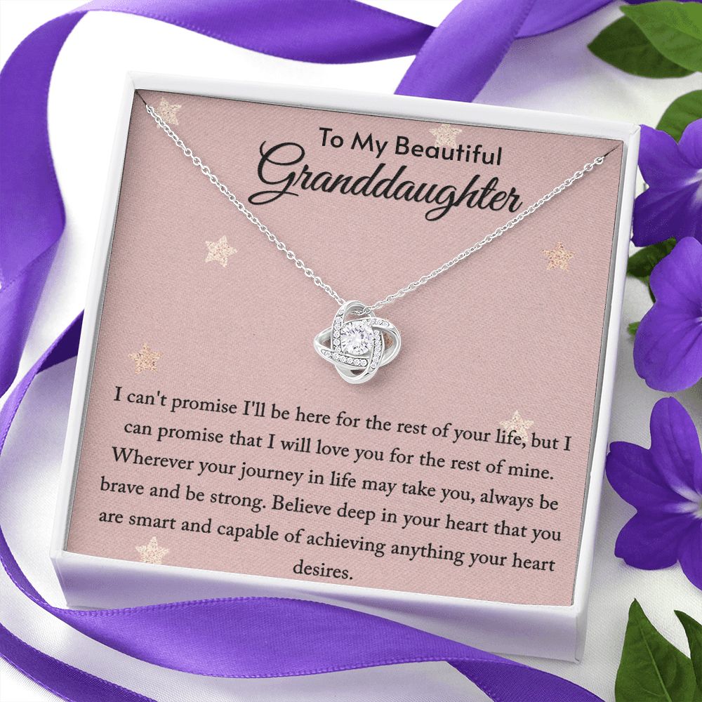 To My Granddaughter Necklace, Granddaughter Gift, Gift for Granddaughter From Grandpa Grandma, Love Knot Necklace Pendant Jewelry Gift Box On Birthday Christmas Mothers Valentines Day Graduation Gift