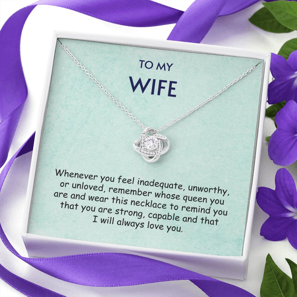 Wife Necklace Gift From Husband To My Badass Wife Crown Love Knot Pendant Birthday Christmas Mothers Valentines Day Wedding Anniversary Jewelry For Her Gifts, Gift for Wife, Necklaces for Women