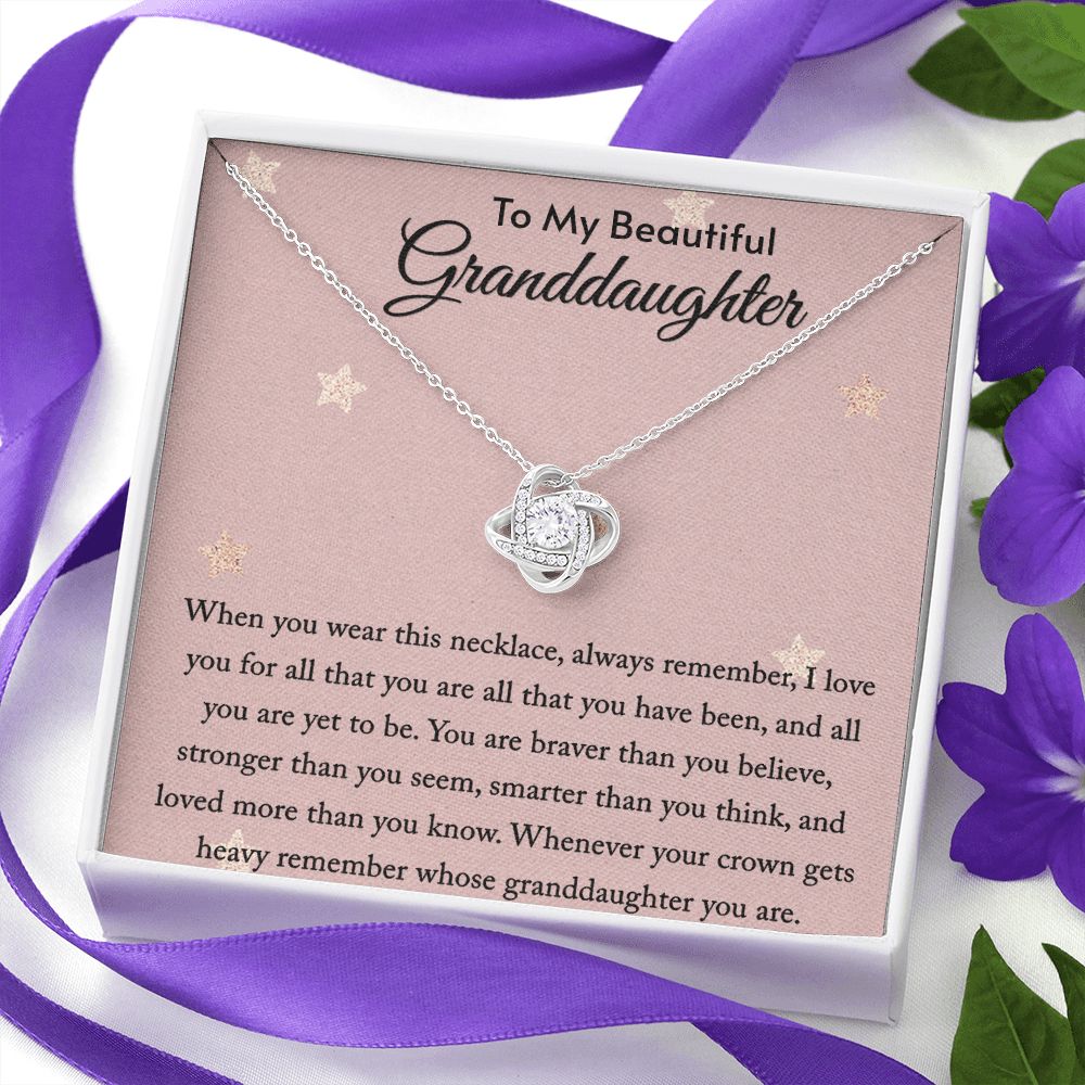 Granddaughter Necklace, To My Granddaughter, Granddaughter Gifts From Grandpa Grandma, Birthday Christmas Mothers Valentines Day Graduation Pendant Jewelry Gifts with Message Card and Gift Box