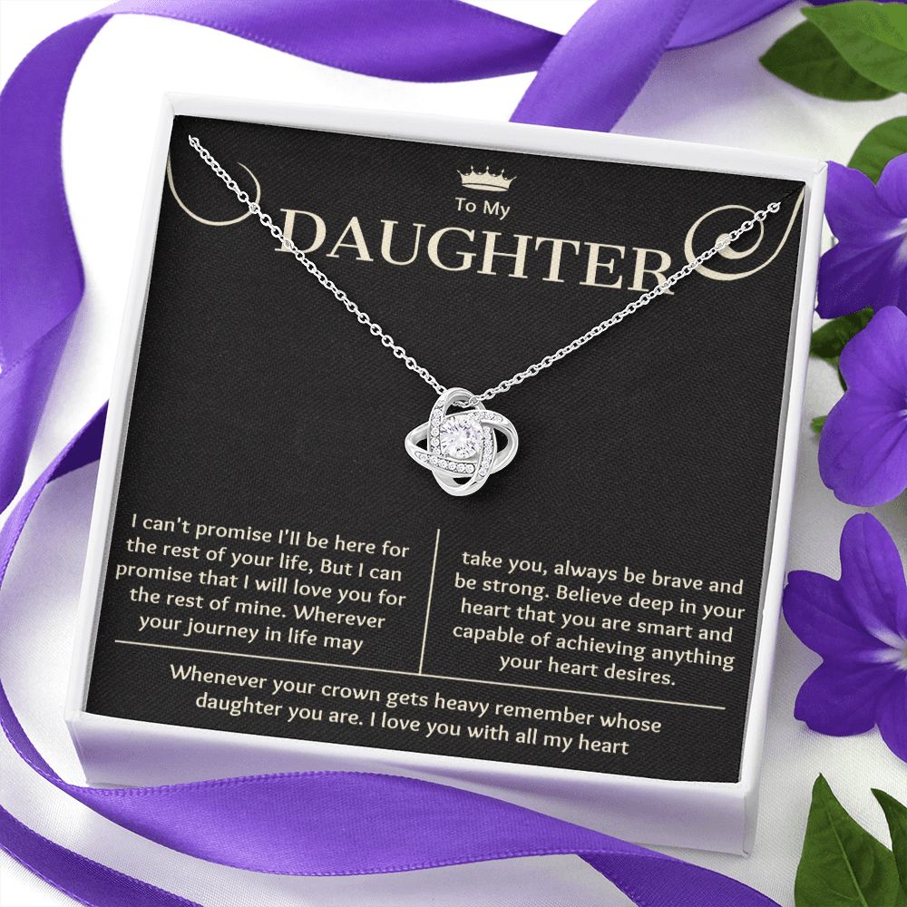 To My Daughter Love Knot Necklace, Birthday Gift for Daughter From Dad Mom, Christmas Gift For Daughter Necklace, Mothers Valentines Day Graduation Wedding Jewelry Pendant Gift For Teen Girls Women