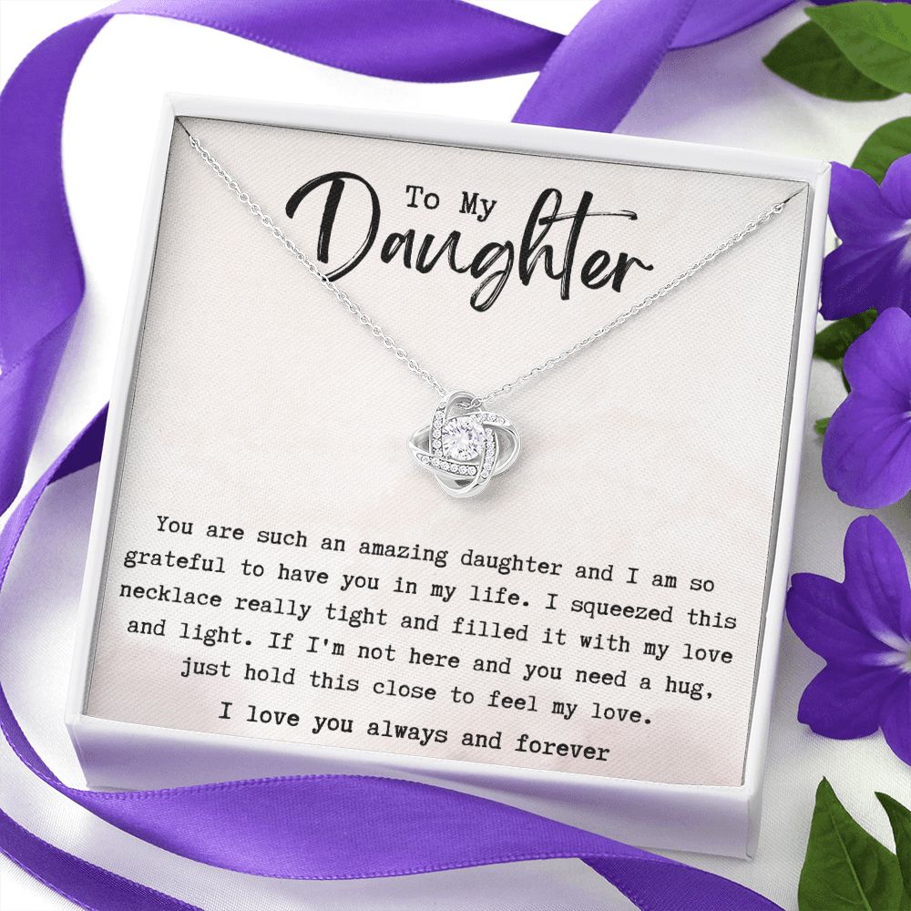 To My Daughter Gifts From Dad, To My Daughter Necklace,Daughter Necklace,Love Knot Necklace for Daughter from Mom,Mothers Valentines Day Birthday Christmas Graduation Wedding Gift For Teen Girls Women