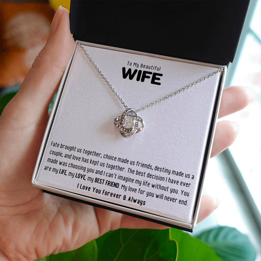 To My Beautiful Wife Fate Love Knot Knecklace Gift