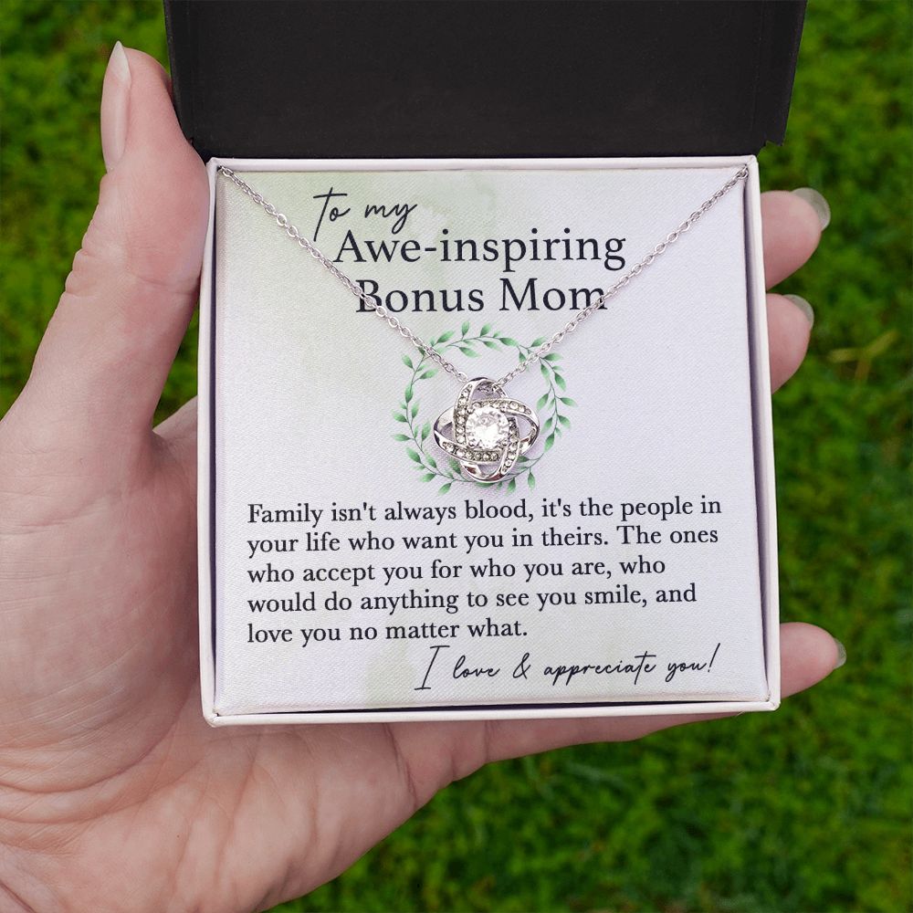 To My Awe-Inspiring Bonus Mom - No Matter What Love Knot Necklace