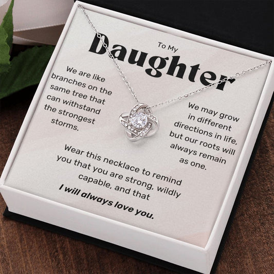 To My Daughter Necklace, Birthday Graduation Valentine's Mothers Day Gift, Daughter Gifts From Dad, Gift From Mom, Christmas Gift For Daughter, Love Knot Necklace, Christmas Gifts for Teen Girls Women