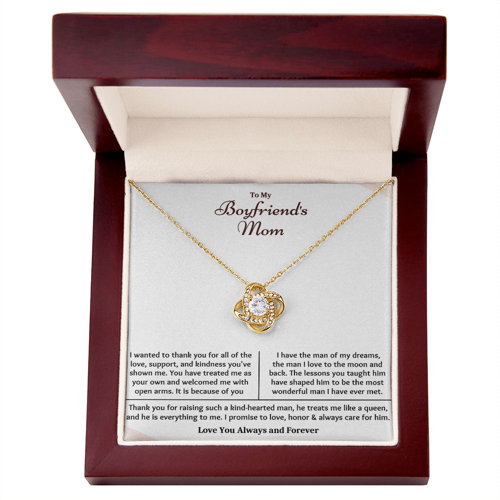 To My Boyfriends Mom Man Of  My Dreams Love Knot Necklace