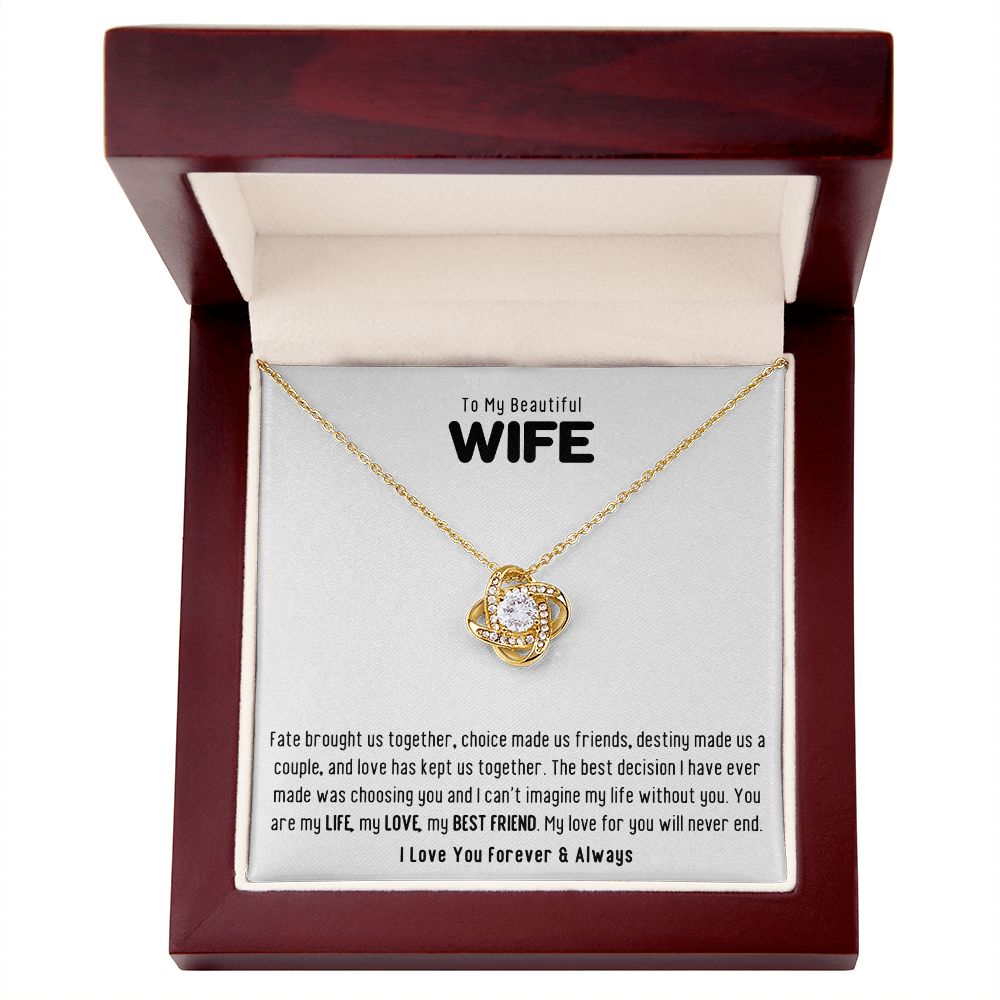 To My Beautiful Wife Fate Love Knot Knecklace Gift