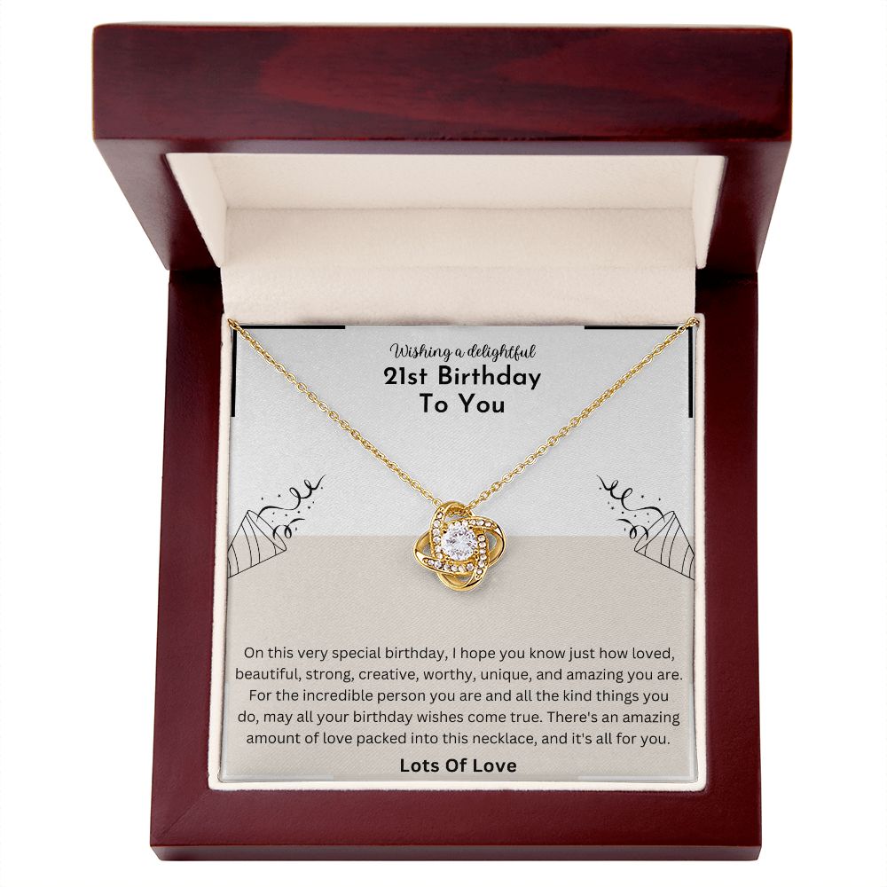 Delightful 21st Birthday Amazing Love Knot Necklace