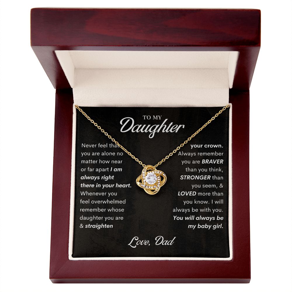 To My Daughter Stronger Love Knot Necklace