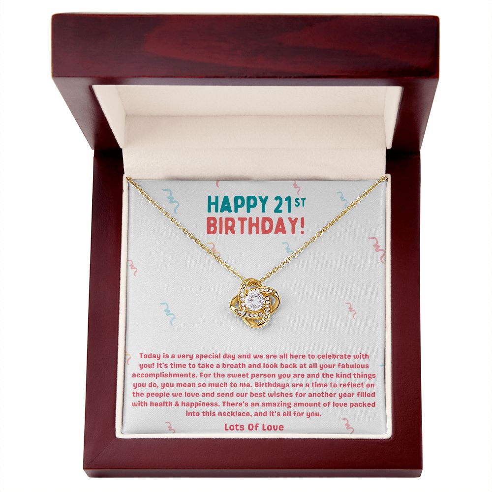 Happy 21st Birthday Special Day Love Knot Necklace