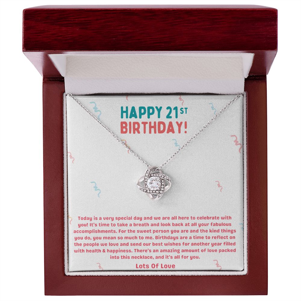 Happy 21st Birthday Special Day Love Knot Necklace