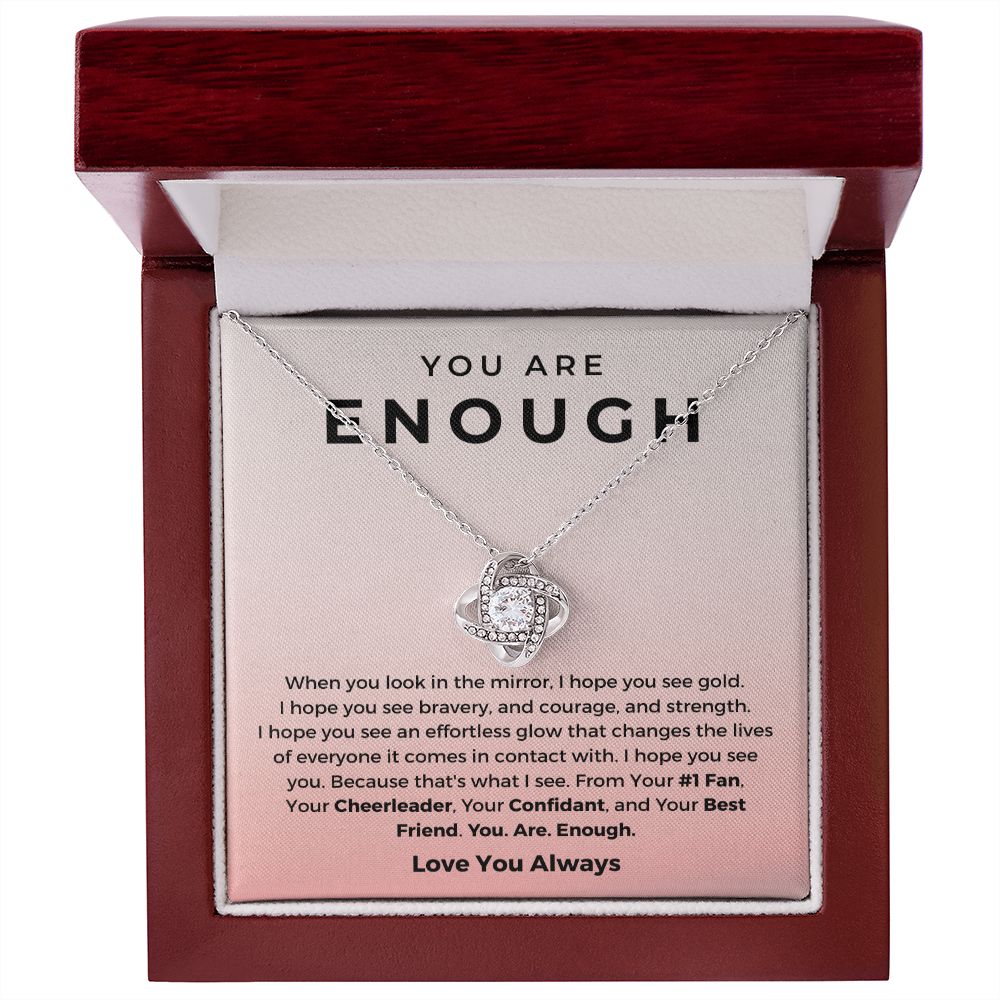 You Are Enough Necklace For Women Inspiration Encouragement Pendant Girls Gift Jewelry Gifts for Support Gifts for Friends Warrior Gifts for Motivation Gifts for Cancer Survivor Gift