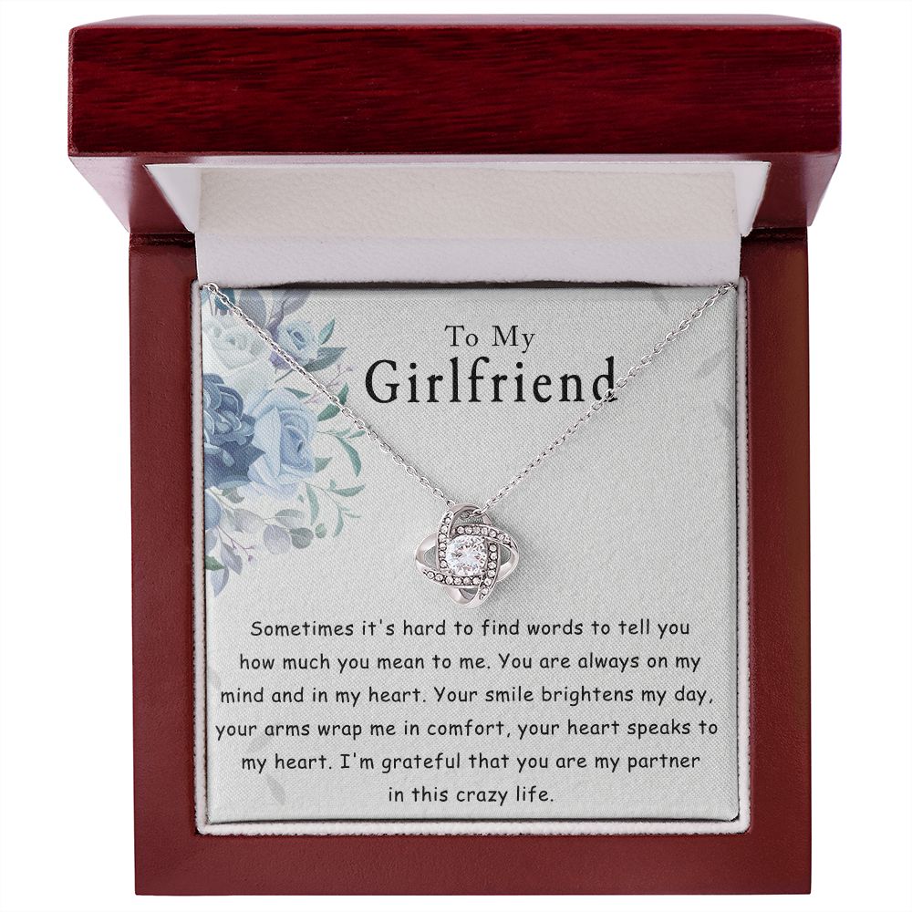 To My Girlfriend Grateful Love Knot Necklace