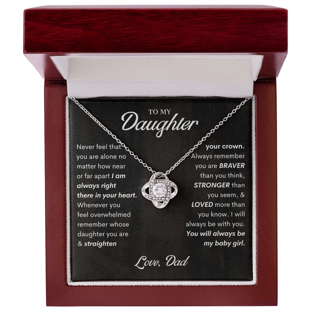 To My Daughter Stronger Love Knot Necklace