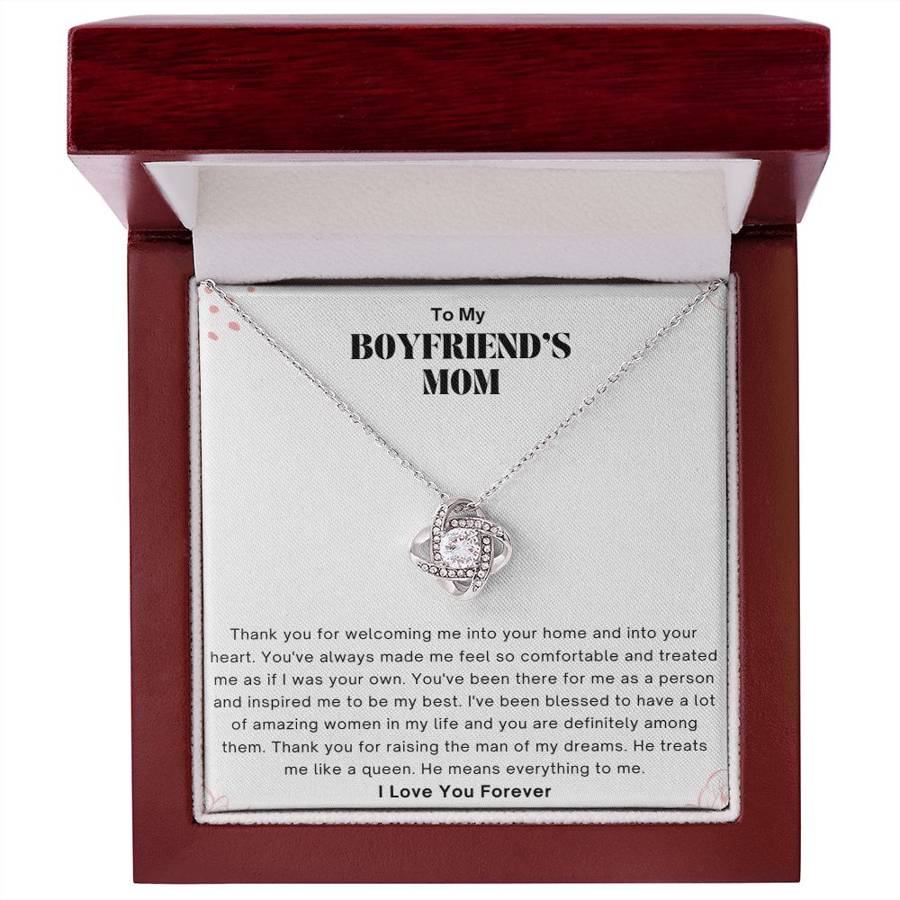 To My Boyfriends Mom, Amazing Woman Love Knot Necklace