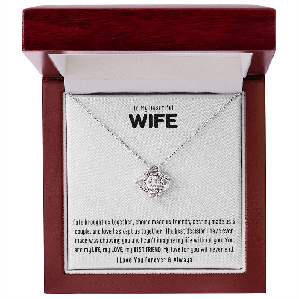 To My Beautiful Wife Fate Love Knot Knecklace Gift