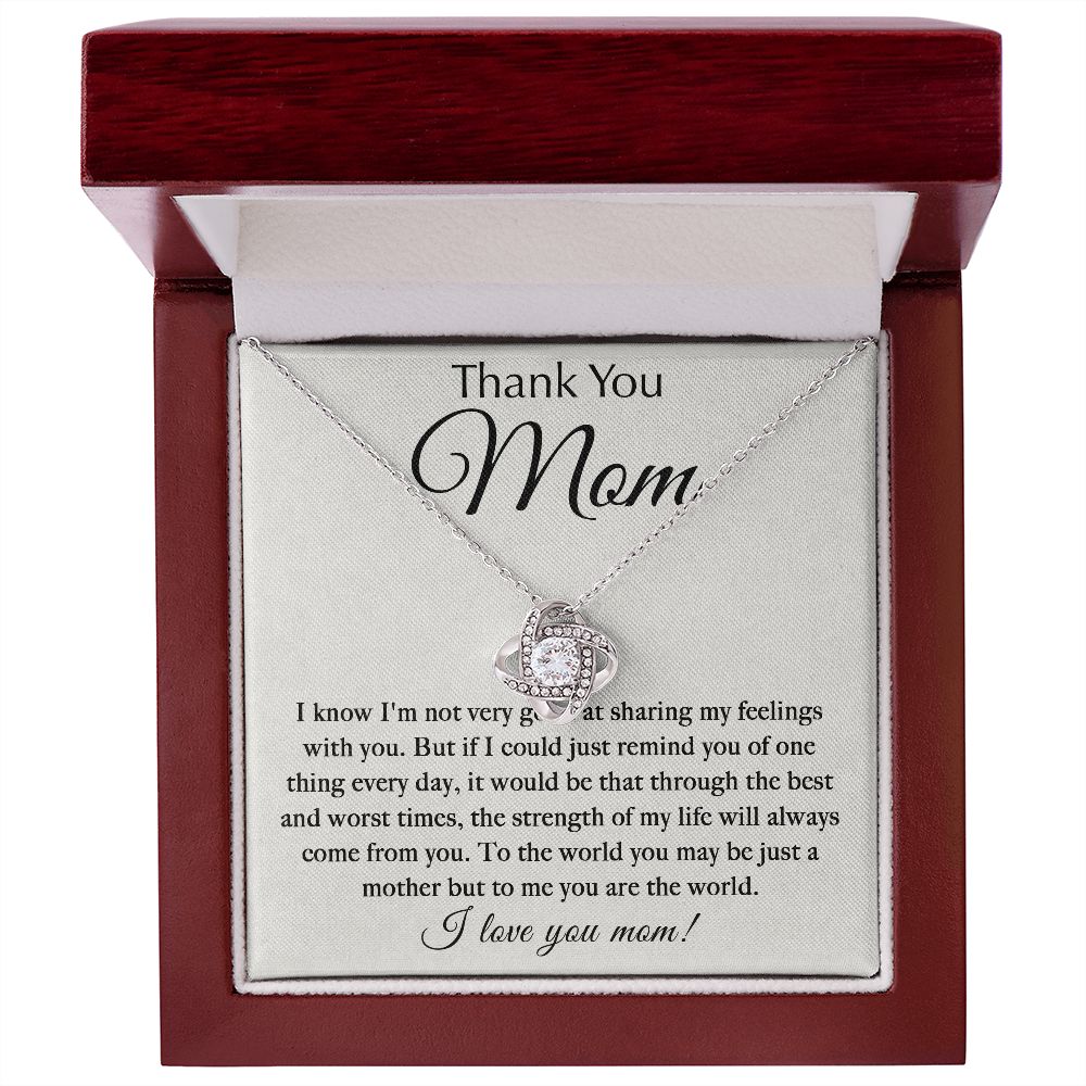 Thank You Mom - You're The World Love Knot Necklace