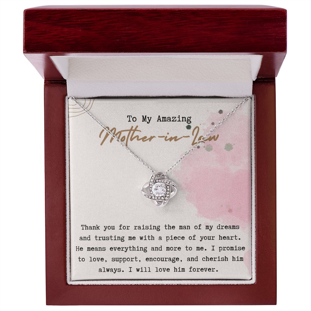 To My Mother In Law Necklace, Love Knot Necklace for Mother In Law, Mother Of The Groom, Bonus Mom, Mother Daughter, Christmas Graduation Mother's Day Wedding Birthday Gift From Daughter In Law