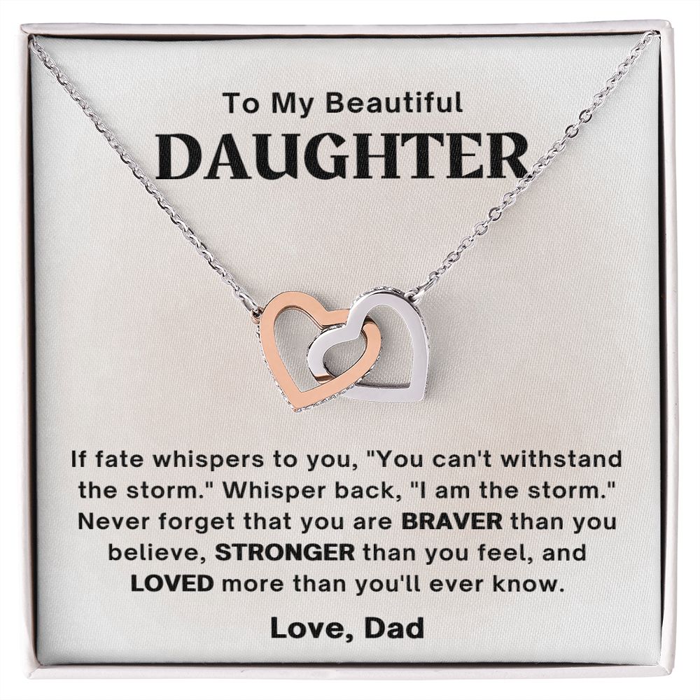 Daughter - You Are Braver - Interlocking Hearts Necklace