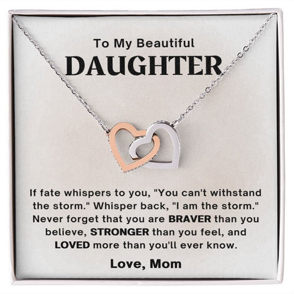 Daughter - Stronger Than You Feel - Interlocking Hearts Necklace