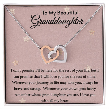 Granddaughter Necklace From Grandmom Granddad, To My Granddaughter Interlocking Heart Necklace For Women Girls From Grandma Grandpa On Birthday Christmas Mothers Valentines Day Graduation Gift