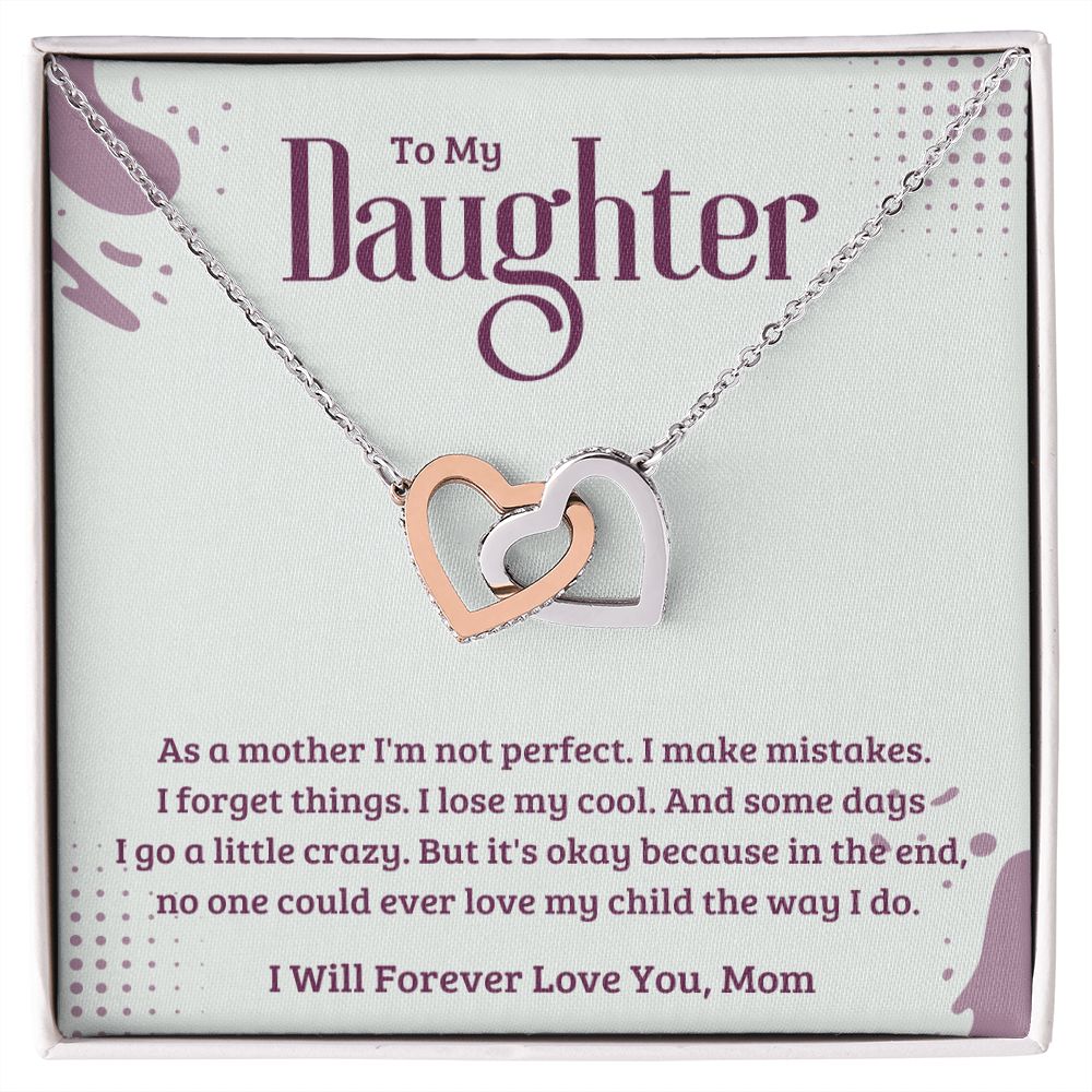 Daughter Gift from Mom Necklace, Best Loving Cute Gift To My Daughter Necklace From Mom Parents,Birthday Christmas Graduation Mothers Valentines Day Anniversary Pendant Jewelry Gift,Interlocking Heart