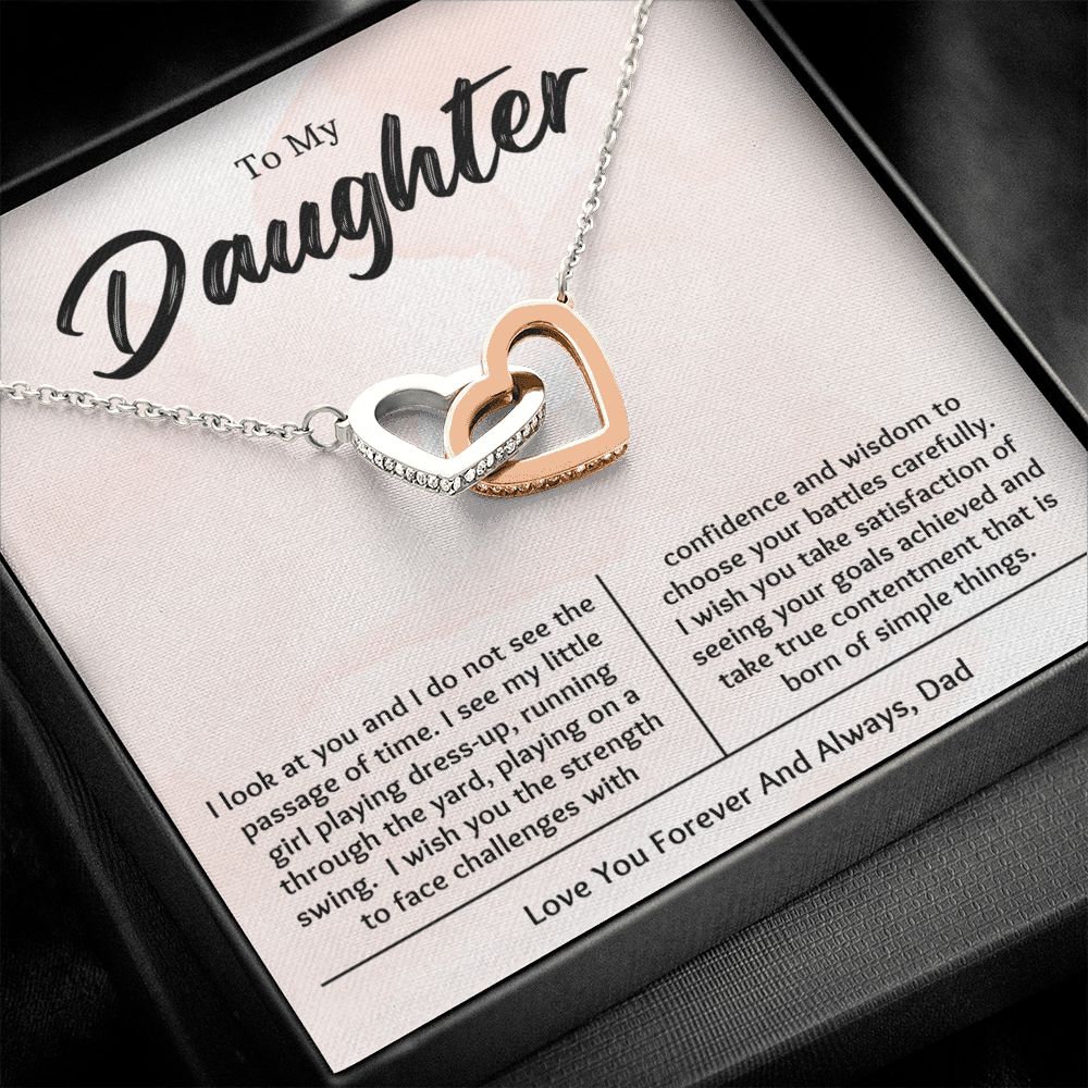 Daughter Gifts From Dad, Interlocking Hearts Necklace Birthday Gift for Daughter From Dad,To My Daughter Dad And Daughter Necklace,Father Daughter Necklace,Christmas Gift For Daughter Necklace,Mothers