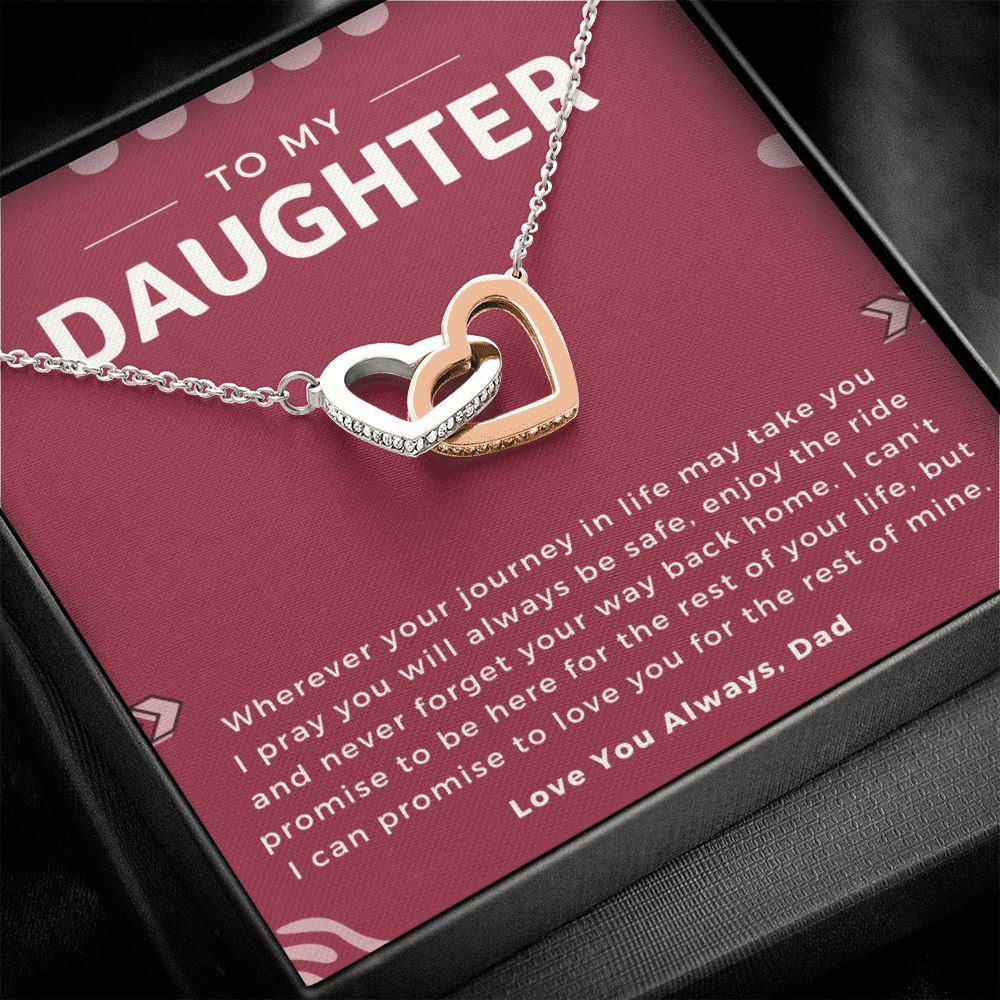 Daughter Gifts From Dad,Interlocking Hearts Sterling Silver Daughter Necklace Gifts Birthday Gifts For Teen Girls Daughter Christmas Graduation Valentine Idea Gifts For Daughter Dad And Daughter Gifts