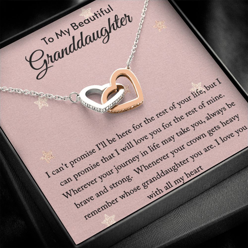 Granddaughter Necklace From Grandmom Granddad, To My Granddaughter Interlocking Heart Necklace For Women Girls From Grandma Grandpa On Birthday Christmas Mothers Valentines Day Graduation Gift