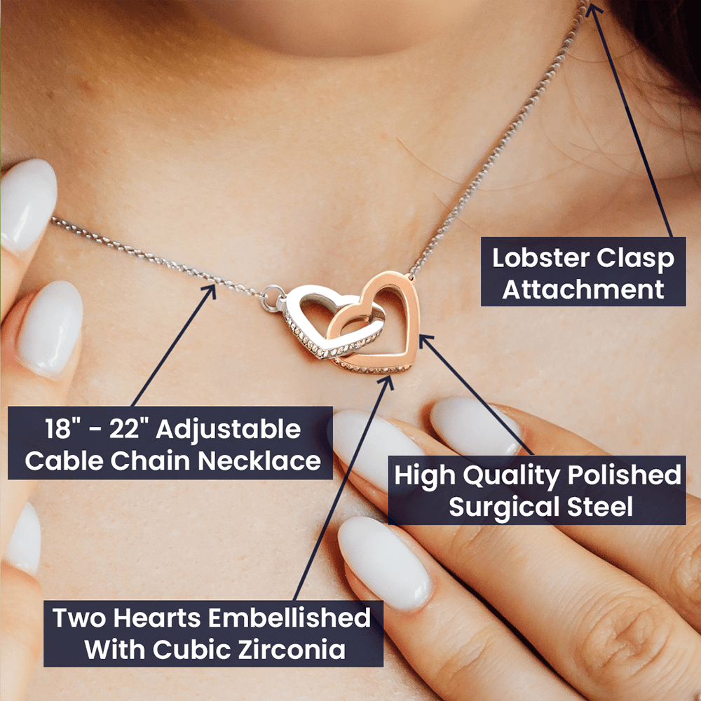 Sister Birthday Gifts From Sister Necklace, Best Friend Gift, Funny Gift for Friend, Birthday Gift for Best Friend, Sterling Silver Interlocking Hearts Pendant Jewelry Women Girls Friendship Gifts