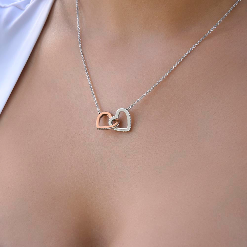 To My Granddaughter Interlocking Heart Necklace,  Necklace For Girls, Christmas Valentines Mothers Day Graduation Birthday Party Jewelry Pendant Gift Back to School Gifts For Daughter Granddaughter