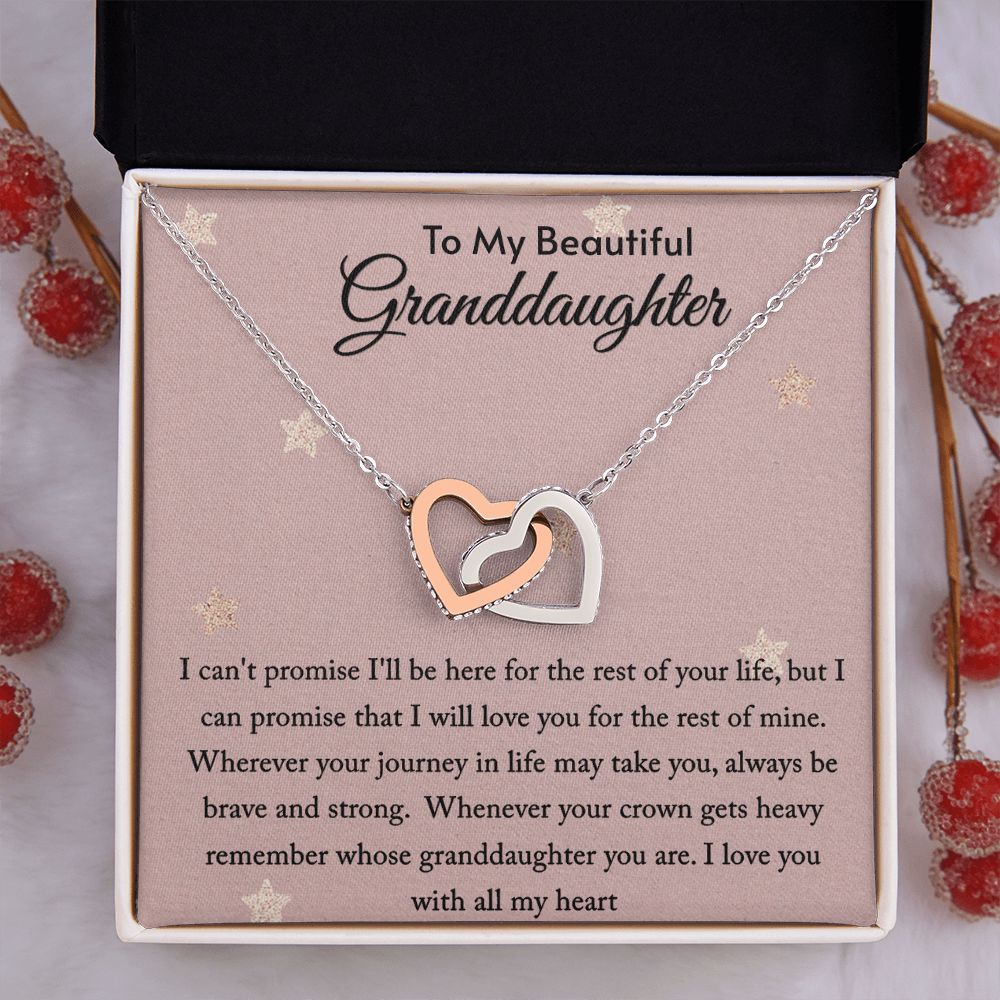 Granddaughter Necklace From Grandmom Granddad, To My Granddaughter Interlocking Heart Necklace For Women Girls From Grandma Grandpa On Birthday Christmas Mothers Valentines Day Graduation Gift